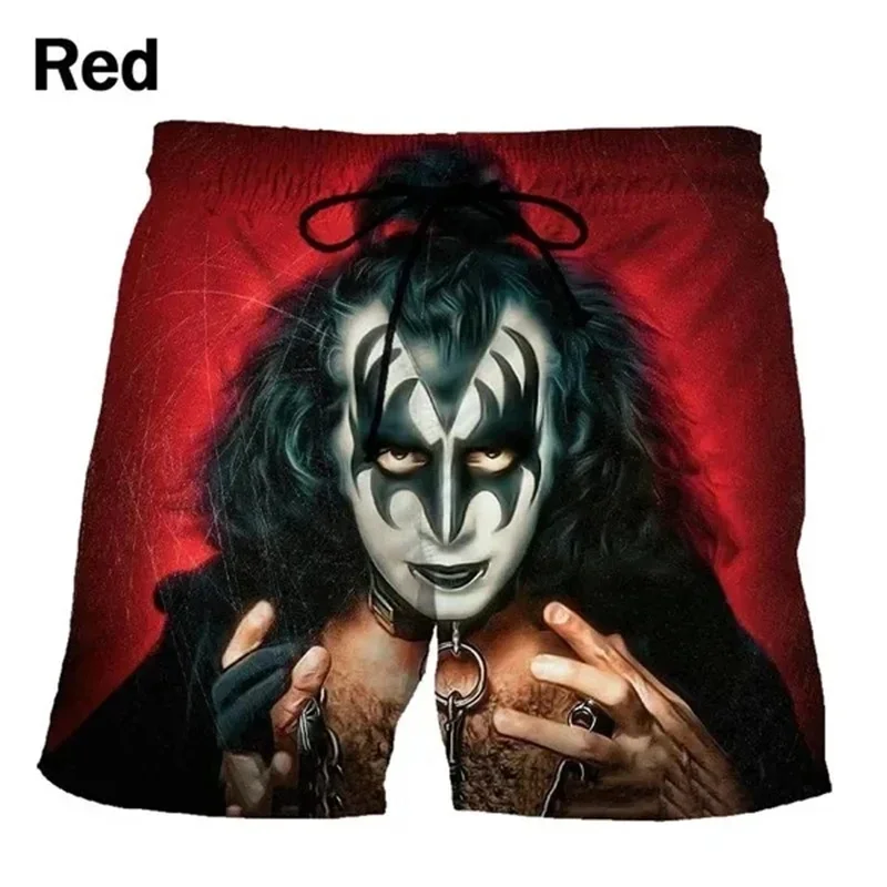 Hard Rock Band Kiss Love Gun Beach Shorts Men Cool 3D Heavy Metal Board Shorts Swimsuit Homme 2024 Swim Shorts Hip Hop Ice Short