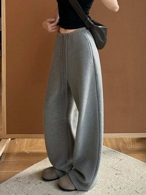 

Ey повседневные широкие брюки женские зима 2025 новые свободные прямые брюки маленького размера с узкими штанинами банана широкие брюки