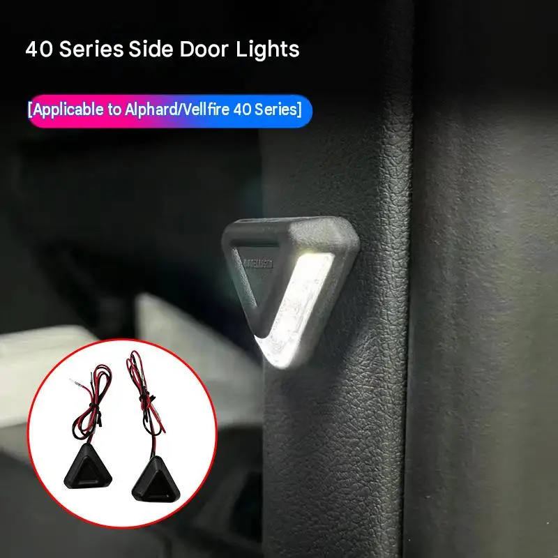 Car Side Door Lights for Toyota Alphard Vellfire 40 Series Triangle ABS Interior Lamps White Passenger Entrance Illumination