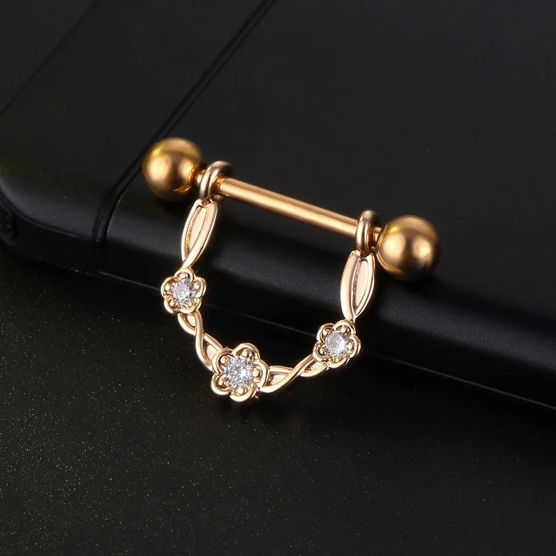 Sexy Nipple Ring Stainless Steel Zircon U Shape Barbell Nipple Studs Piercing Helix Piercing Body Papillary nail Jewelry