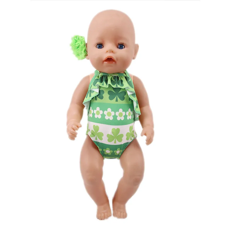 Head Flower Swimsuit Fish Scale Style For 43Cm Baby Items&18Inch American Doll Girl,Generation Born Baby Accessories For Clothes