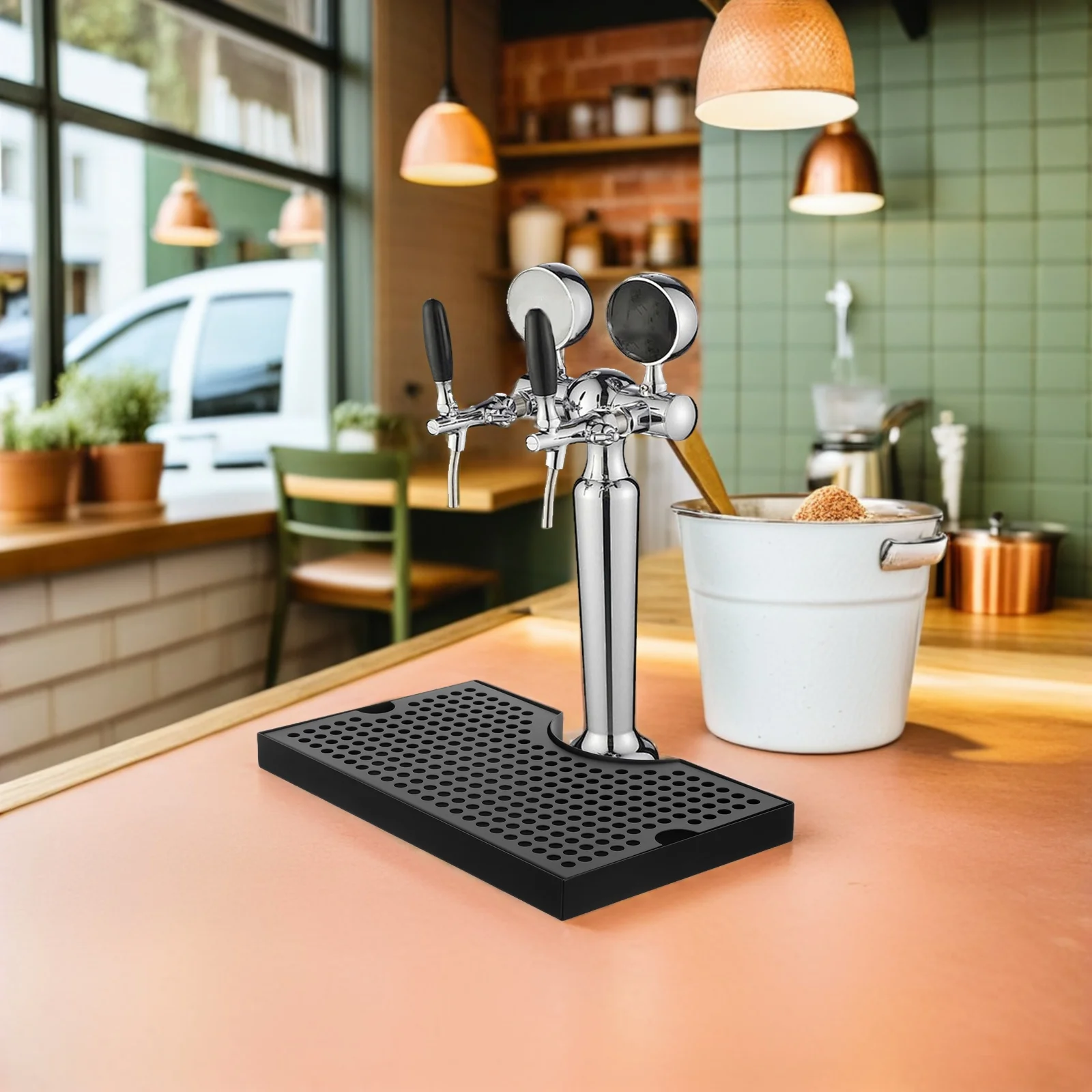 

Капельный поддон из нержавеющей стали для станции напитков, оборудование для кофейни, 12x8 дюймов, капельный поддон со сливом, настенный поддон для пива