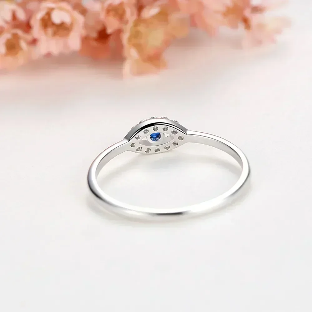 TONGZHE Charm Ring 925 Sterling Silver Couple Rings Blue White Gold Lucky Wedding Evil Eye Rings For Women Fine Jewely