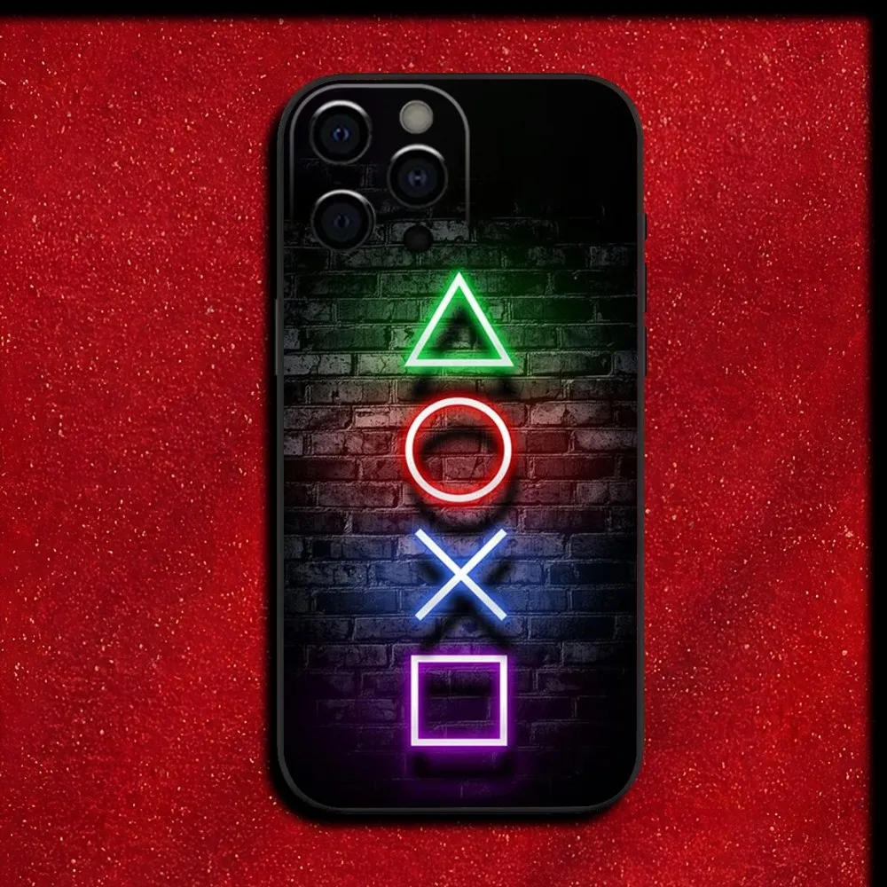 حافظة هاتف لوحدة التحكم في الألعاب Gamepad Gamer Play لهاتف iPhone 16,15,14,13,12,11,Pro,XS,Max,XR,Plus,E,Mini غطاء أسود ناعم