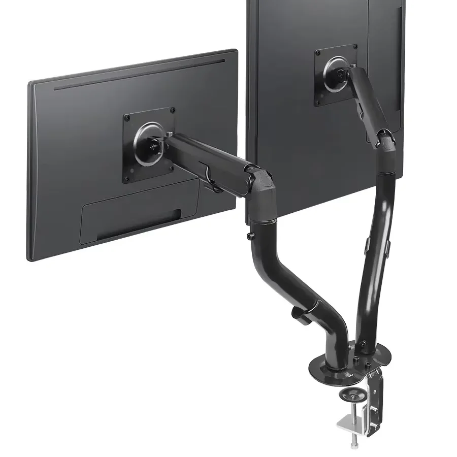 

Dual screen monitor stand curved circular tube dual arm computer desktop stand that can 360 rotate suitable for two screens