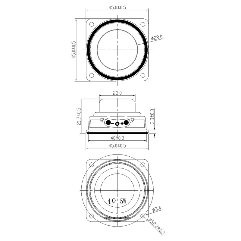 2Pcs Audio Speaker 4Ω 5W 45mm Full Range Loudspeaker DIY Sound Mini Speaker for Home Theater