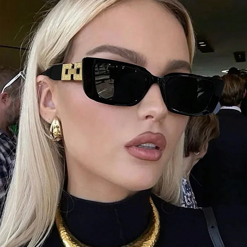 2025 موضة أنثى عصرية صغيرة عين القط النظارات الشمسية النساء خمر العلامة التجارية نظارات شمسية سوداء السيدات ظلال