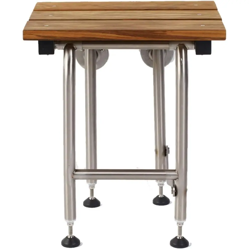 

Shower Bench with Legs for Elderly and Disabled, ADA-Compliant Wall-Mounted Seat, 400lbs Capacity, 18x16 Teak Stool
