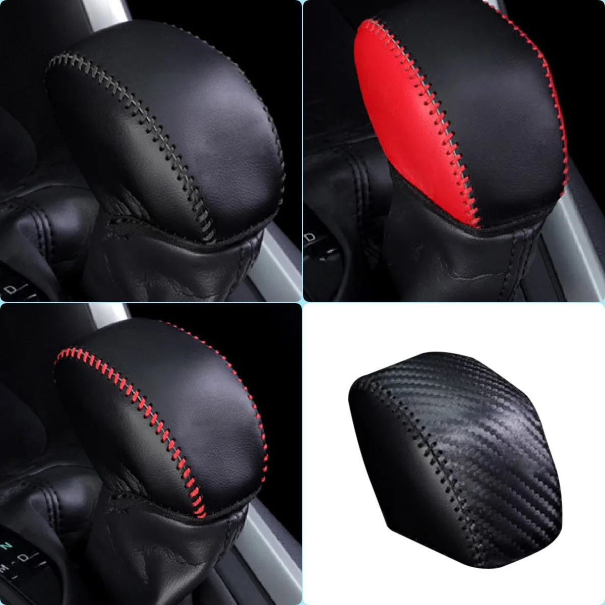 Car Gear Head Shift Knob Cover for Toyota Rav4 RAV 4 2020 2021 AT Leather Gear Collars Interior Accessories