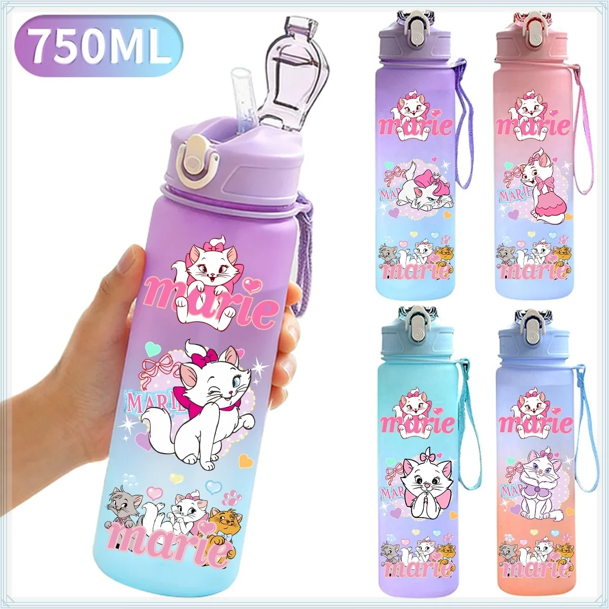 

Drinking Water Tool Student Plastic Sports Water Bottle Gradient Straw Bottle For The AristoCats 750ml Large Capacity Camping