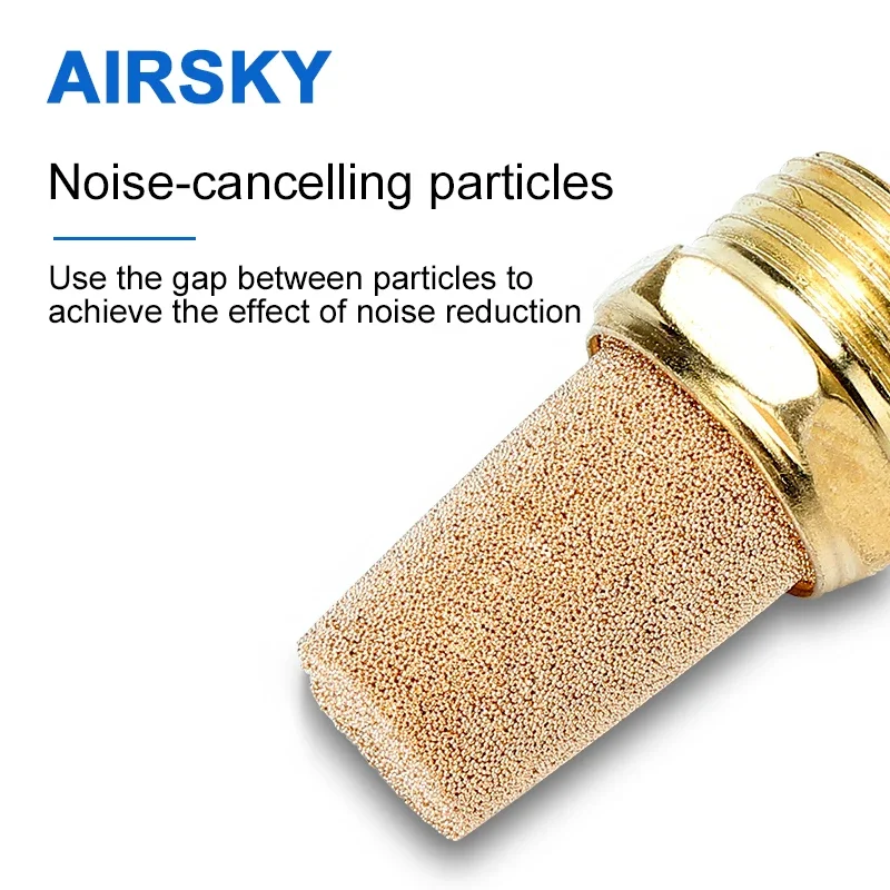 Pneumatic Silencers Air Brass Exhaust Muffler M5 1/8 1/4 3/8 1/2 Fitting Noise Filter Reducer Connector Copper Adjustable BSL