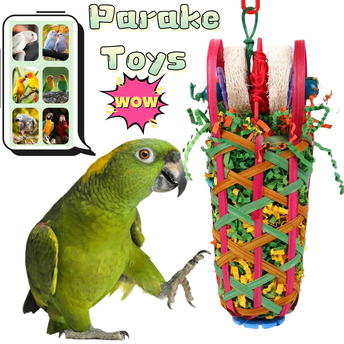 

Parakeet Foraging Toys Bird Chewing Seeking Food Basket Perfect Cockatoos Conures Love Birds Small & Medium Parrots Fun Foraging
