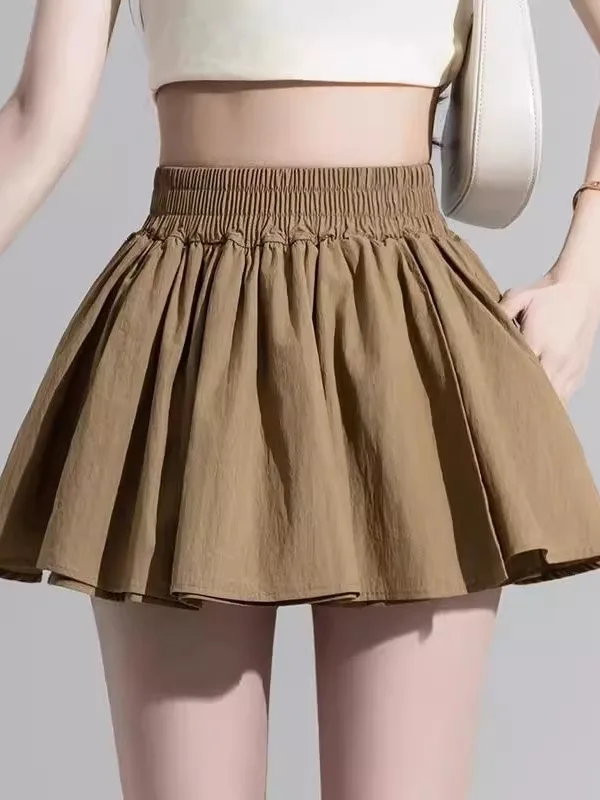 Bla Hoge Taille A-lijn Rok Vrouwen Herfst 2025, Nieuwe Sle Afslanken Pluizige Broek Anti-Licht Kleine Maat Ort rok