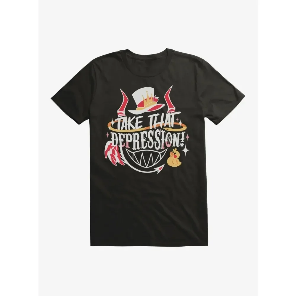 2026 Hazbin Hotel Lucifer Take That Depression Camiseta de secado rápido transpirable con estampado 3D para hombres y mujeres Camiseta de manga corta a la moda