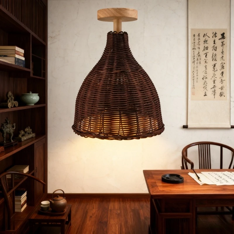 

Rattan Ceiling Lamp Lampshade Durable Woven Hanging Light Cover Decorative Lamp Shade Practical Household Light Cover
