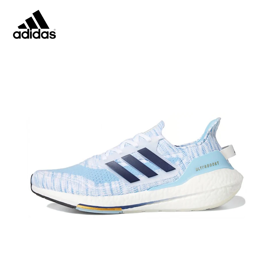 

Original Adidas Ultra Boost 2021 White/Light Color Men's and Women Unisex Comfort Breath Running Sneakers Shoes GZ7120