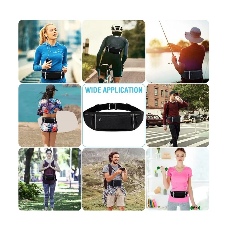 Running Belt Fanny Pack Waist Pocket Secure Jogging Pouch For Phone Keys With Reflective Strip Adjustable Straps Running Bag