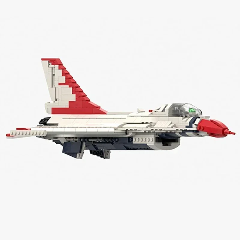 Moc Mattoni da costruzione Modello militare F-16 Thunder Birds Fighter Tecnologia Blocco modulare Regali Giocattoli per bambini Set fai da te Assemblaggio