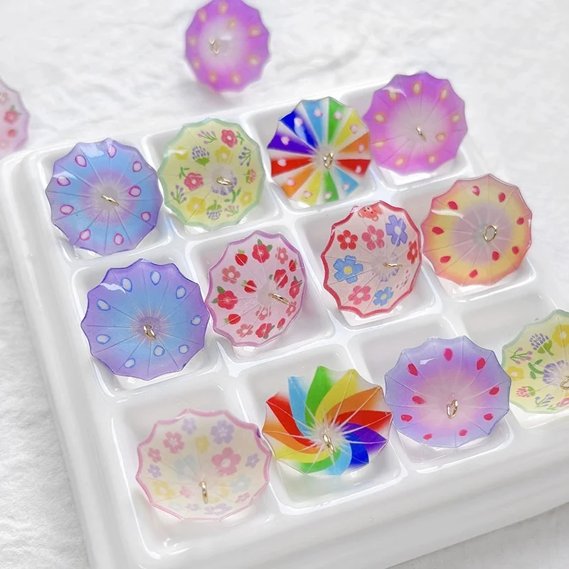 卸売-50-ピース-ロットカラーパターンプリント漫画傘の形のアクリルビーズ-diy-ジュエリー衣類ヘアアクセサリー