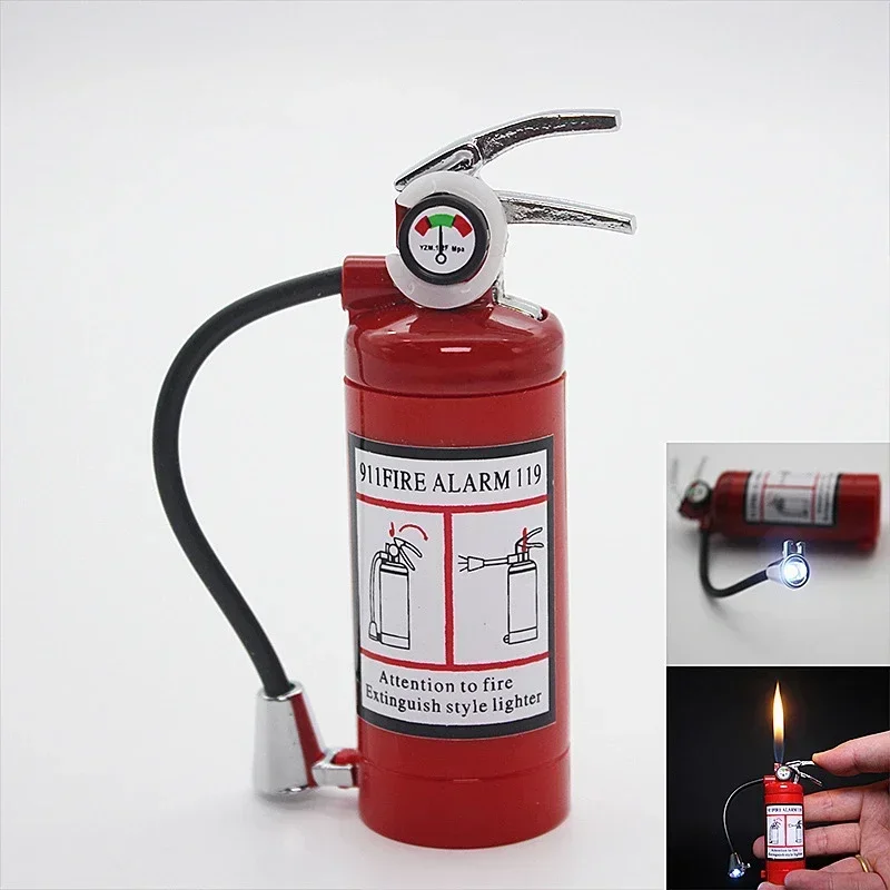 Funny Fire Extinguisher Torch Lighter with Flash Light Refillable Butane Gas Pipe Lighters Smoking Accessories Encendedor