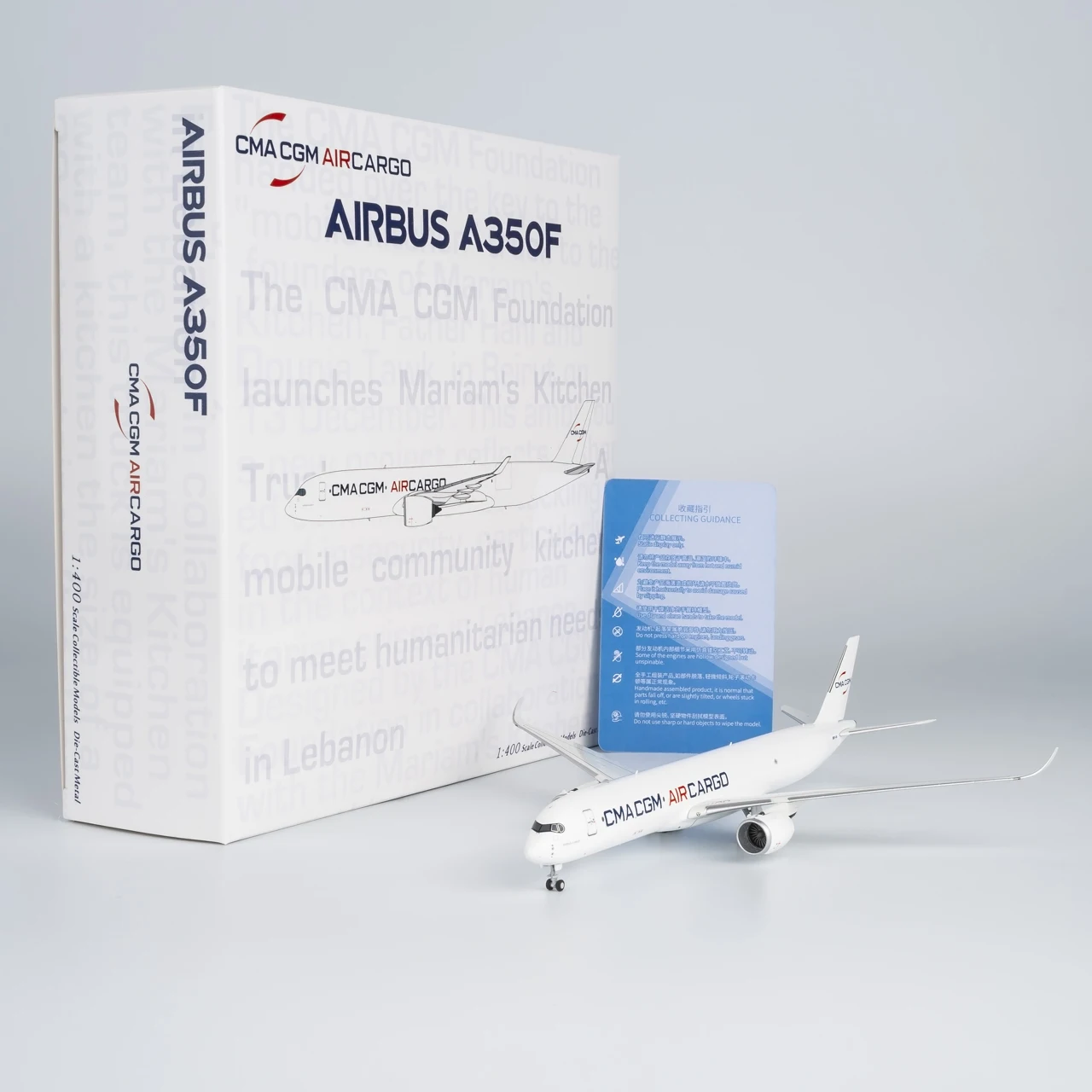 

46008 Коллекционный самолет из сплава в подарок, модель NG 1:400 CMA CGM Air Cargo Airbus A350F, литой под давлением самолет, реактивная модель 05-CMA и точечная карта