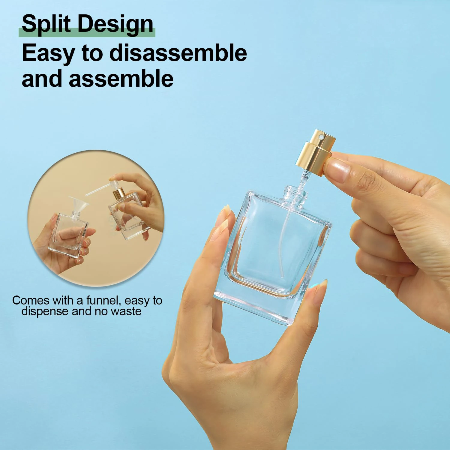 2 шт. + 4 аксессуара, 30 мл многоразовых флаконов для духов с 2 распылителями, 2 воронками, 2 воронками. С тонким спреем, многоразовым.