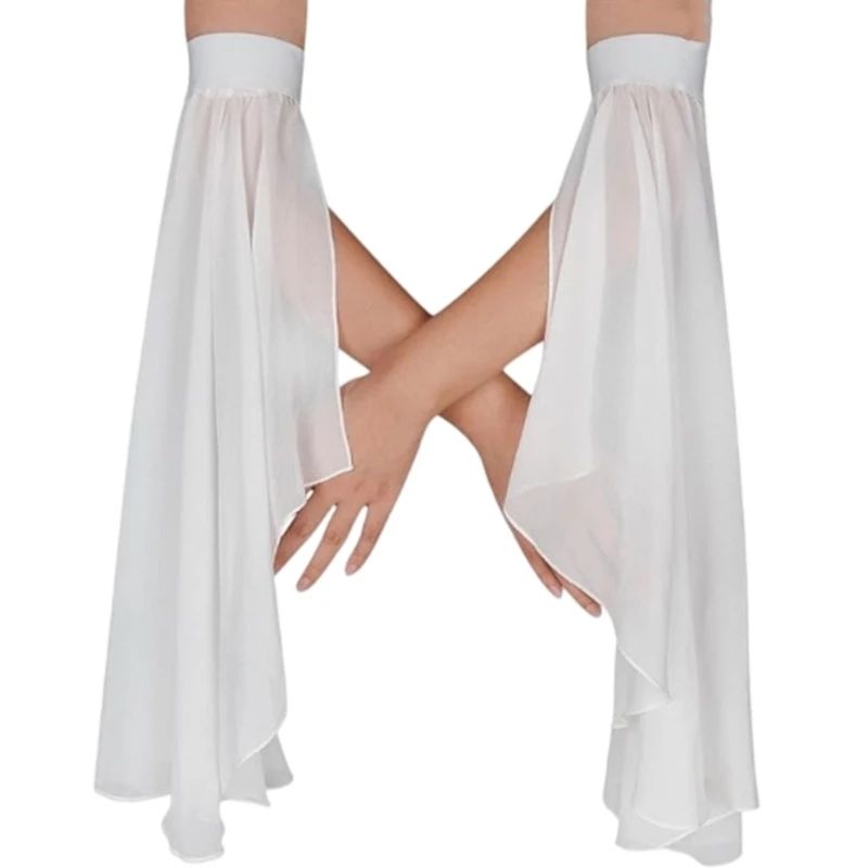 

652F Black White Gothic Gloves With Detachable Lace Sleeves Durable Polyester Material Halloween Stage Performances