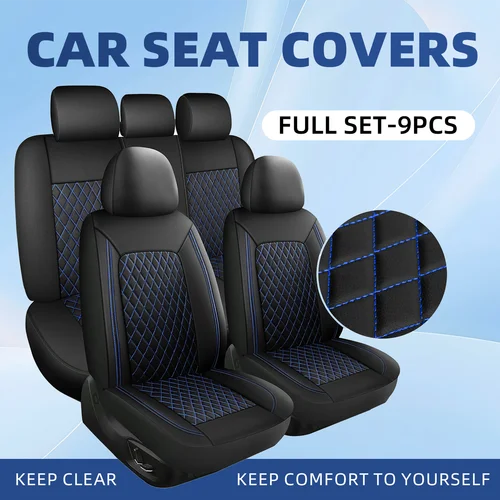 Imagen 2 del producto Fundas para asientos de coche, juego completo de banco trasero dividido delantero para coche, tela Universal, SUV, sedán, furgoneta, cubiertas interiores automotrices 0910