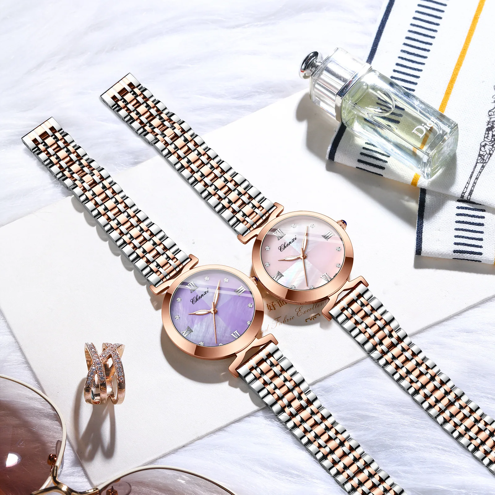 

Легкие роскошные модные новые женские часы Haoshi с кварцевым механизмом и золотым стальным браслетом