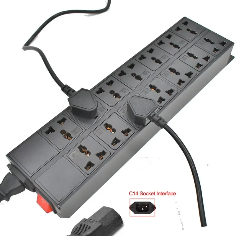 C14 port PDU power strip 2-24 Unit 10A Universal output socket Network Cabinet Rack Switch wireless Electrical Socket