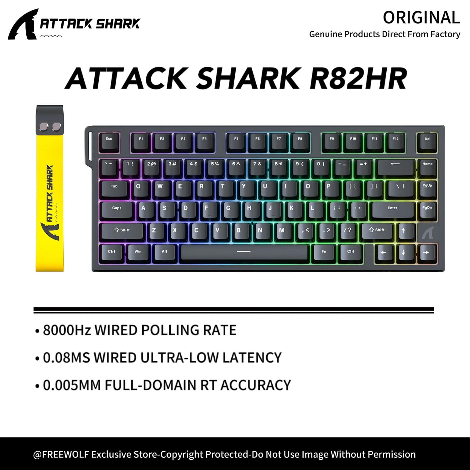 

R82HE Высокопроизводительная проводная клавиатура с магнитным переключателем, частота заката 8000 Гц, 75% минималистская раскладка, эргономичный дизайн