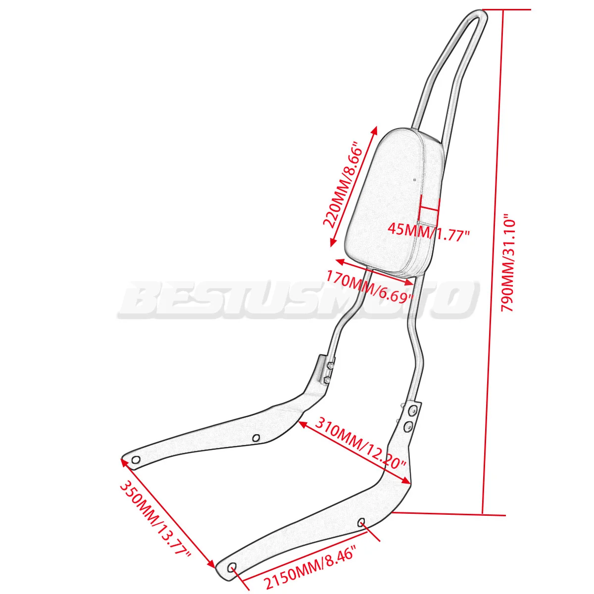 Motorcycle Passenger Backrest Sissy Bar For Suzuki Intruder Volusia VL800 2001-2012 Boulevard M50 2005-2009 C50 2005-2011