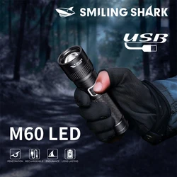 SMILING SHARK Outdoor Flashlight Portable Strong Light Variable Focus with Floodlight Side Light Home Outdoor Camping Flashlight