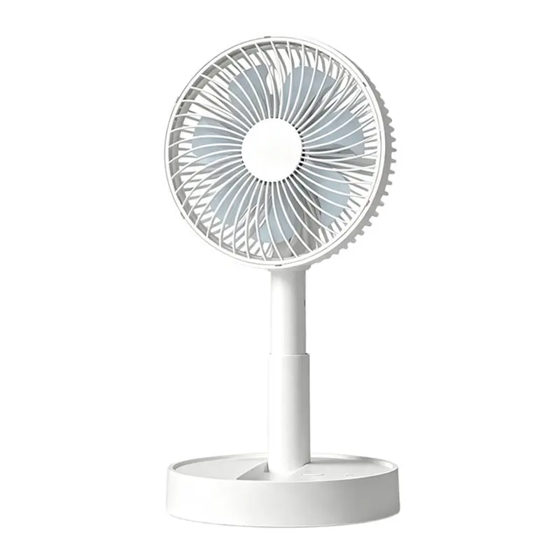 B51CNEW! Portable Foldable Desk Fan Telescopic Design 3600Mah Rechargeable Battery 4-Speed Control Adjustable Height Timer Table
