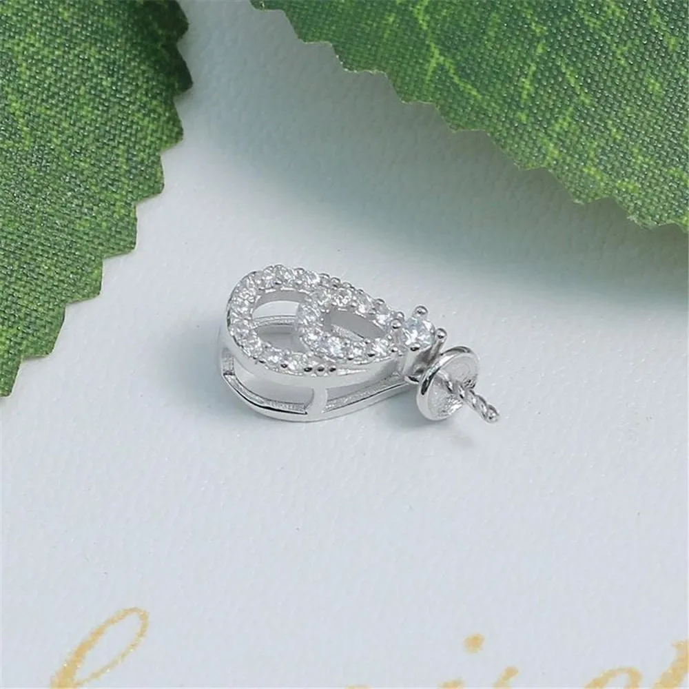 S925 Sterling Silver Pearl Pendant Setting, DIY Empty Bezel Cup Jewelry Supplies for Craft Making, Hollow Prong Pendant Findings
