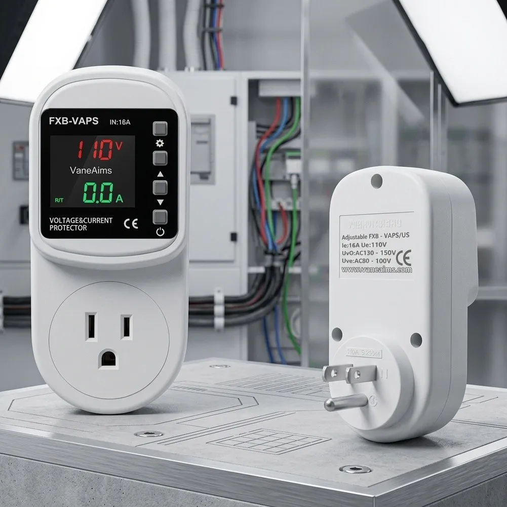 16A Adjustable Over Under Voltage Protector For 110V Appliances, Auto Power Cutoff & Safe Restoration Relay