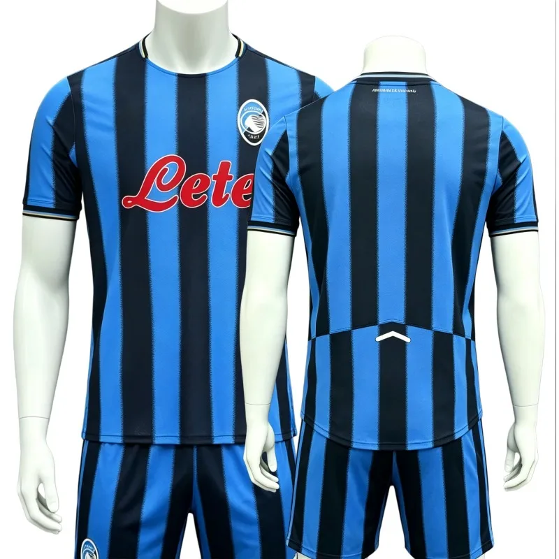 Conjunto de Camiseta de Fútbol Italiana del Atalanta, Camiseta de Entrenamiento de Fútbol, Pantalones Cortos, Kit Azul y Negro a Rayas, Uniformes Deportivos Transpirables, Versión para Aficionados