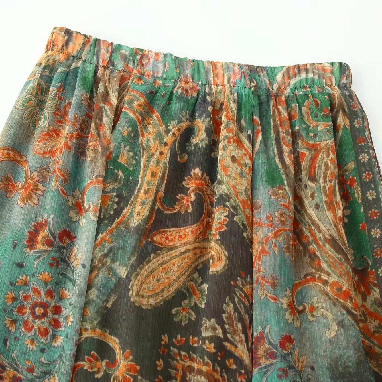 Withered 2026 Fashion Temperament Women's Clothing Wholesale Retro Printed Chiffon Midi Skirt  Woman Clothing Faldas Skirts