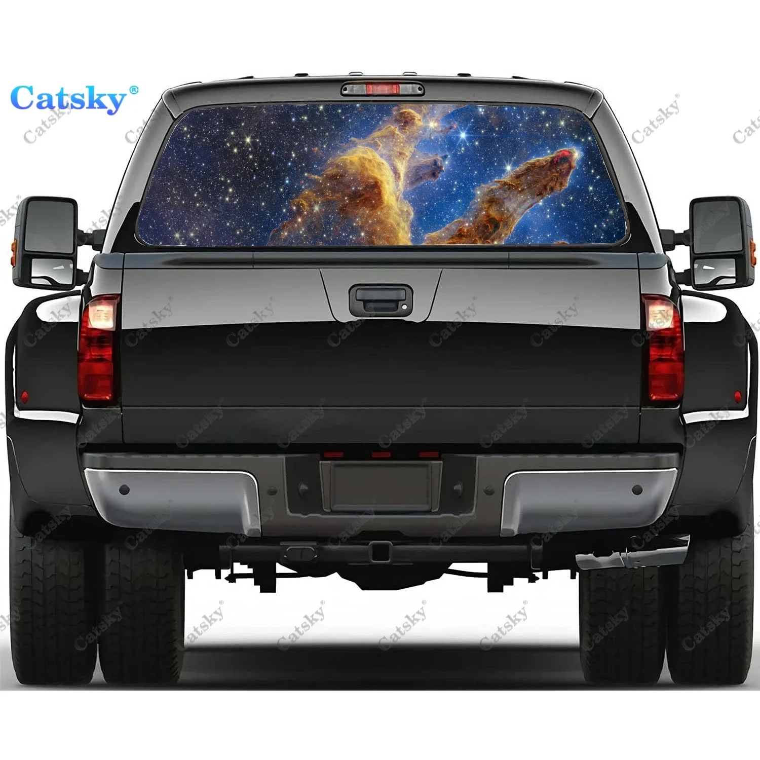 Galactic Neighbor Star Space Rear Window Decal Fits Pickup,Truck,Car Universal See Through Perforated Back Window Vinyl Sticker