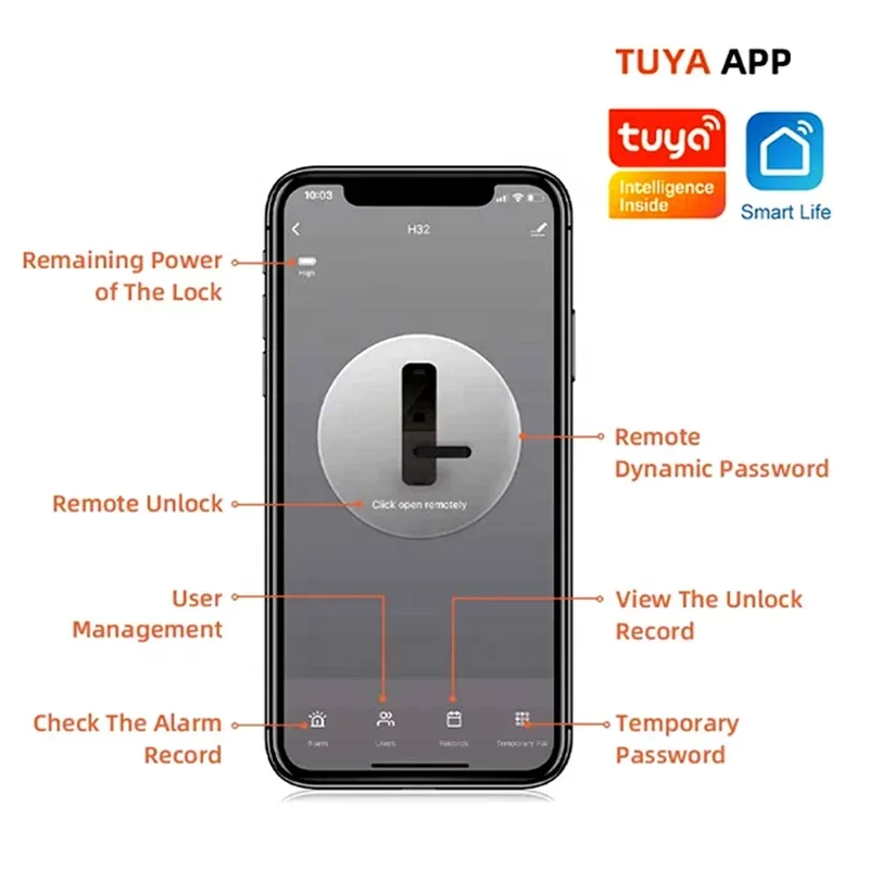 Tuya-cámara de seguridad inteligente para el hogar, dispositivo de cierre automático con huella dactilar, pantalla electrónica para interiores