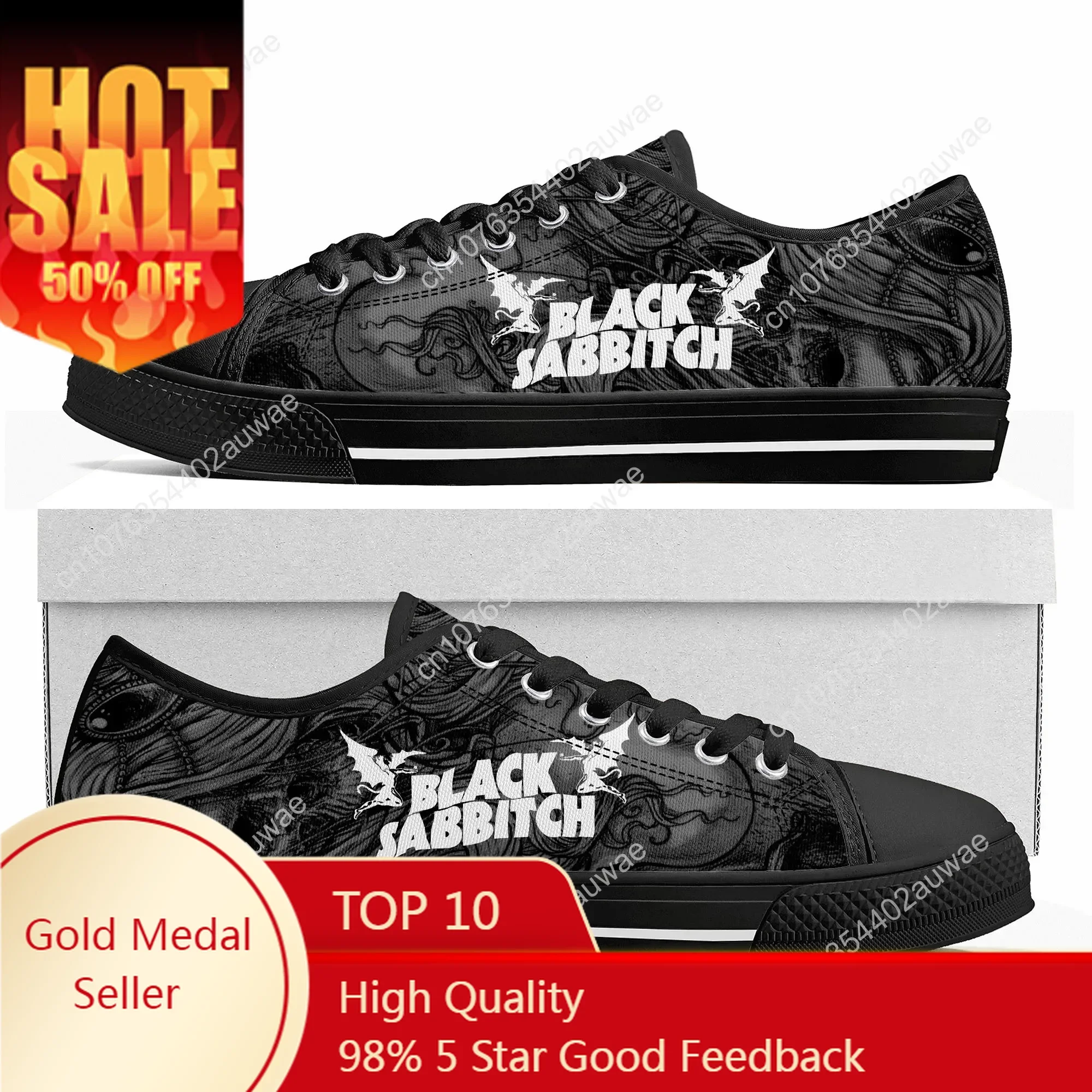 

Black Heavy Metal Band Sabbath Low Top High Quality Sneakers Mens Women Teenager Canvas Sneaker Casual Couple Shoes Custom Shoes