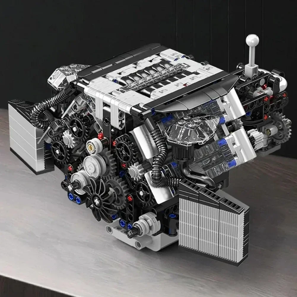 871PCS A8 W12 Motor Bouwstenen Sets Simulatie Gemotoriseerde Montage Bricks Technisch Speelgoed Desktop Ornamenten Kinderen Volwassen Geschenken