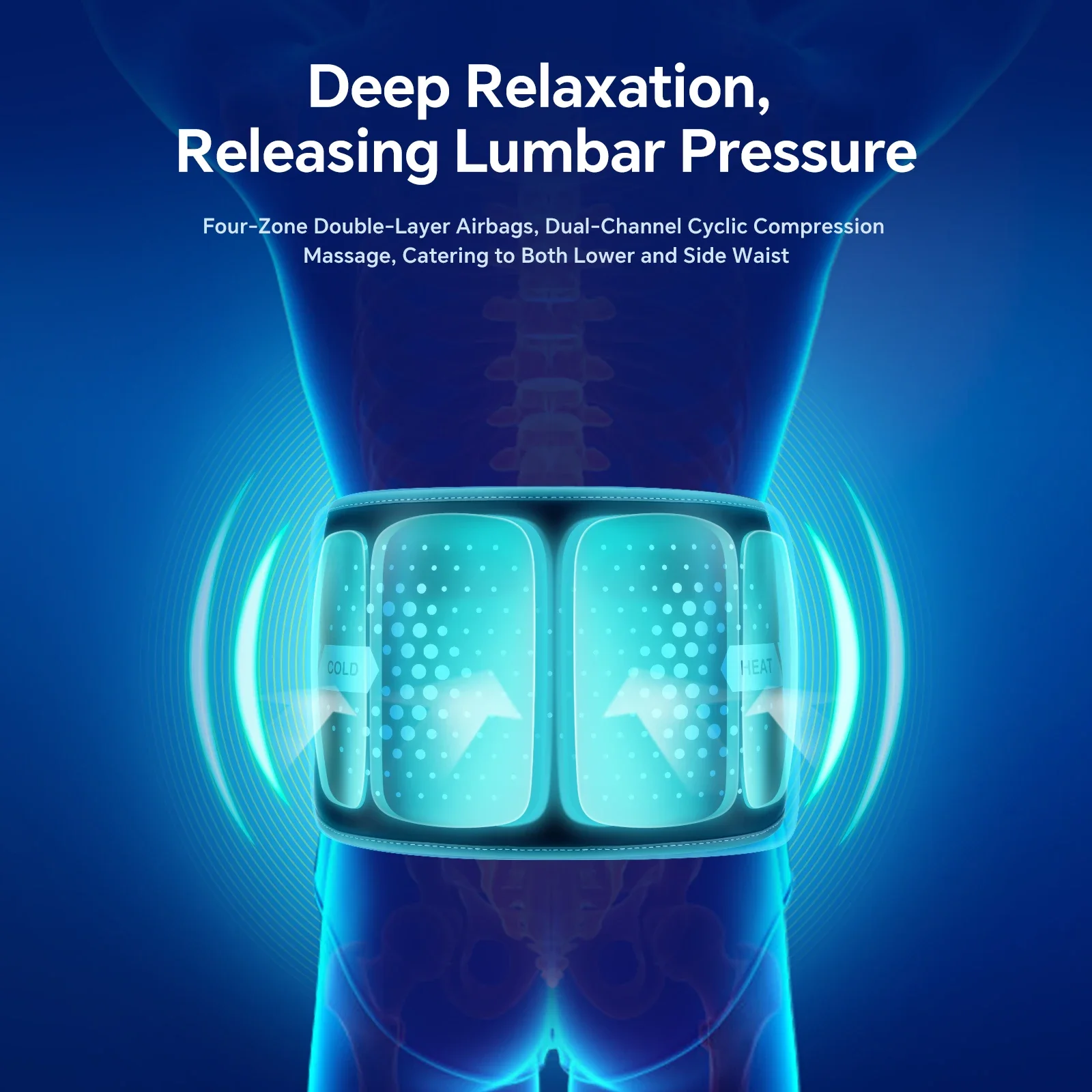 Heating & Ice Vibrating Waist Massage Belt Stylish Lumbar Hot Cold Compress Support Massager with 6-Level Temperature Adjustment