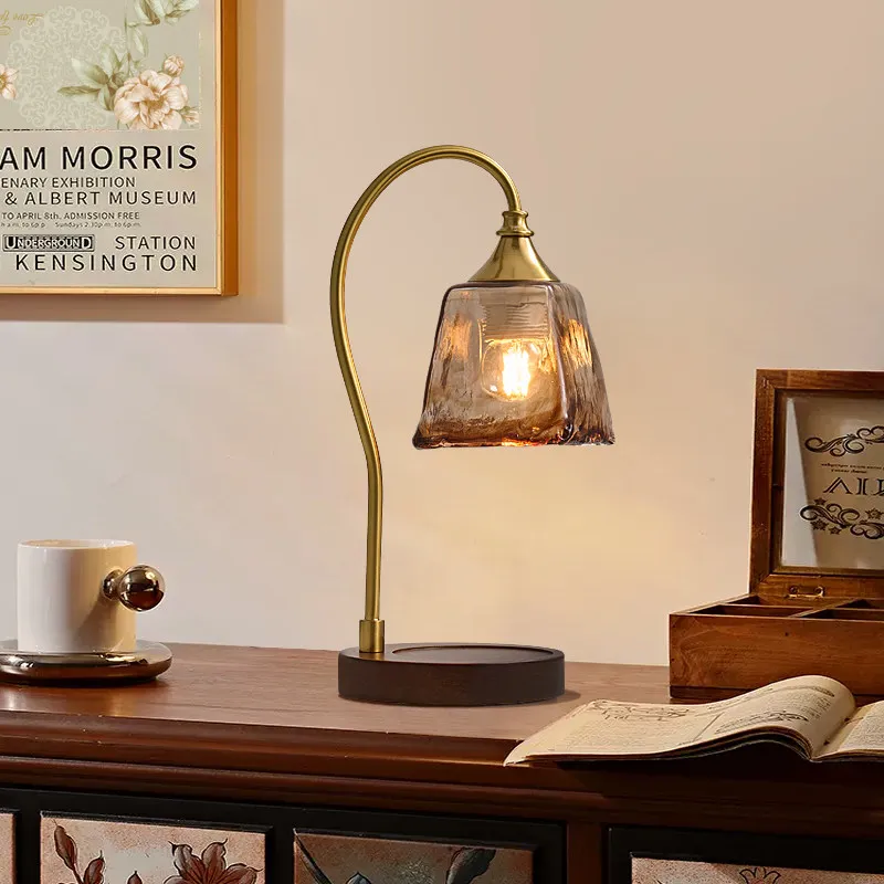 

Mid Century French Retro Glass Table Lamps Living Room Bedside Study Office Cafe High-end Atmosphere Home Decoration Desk Lights