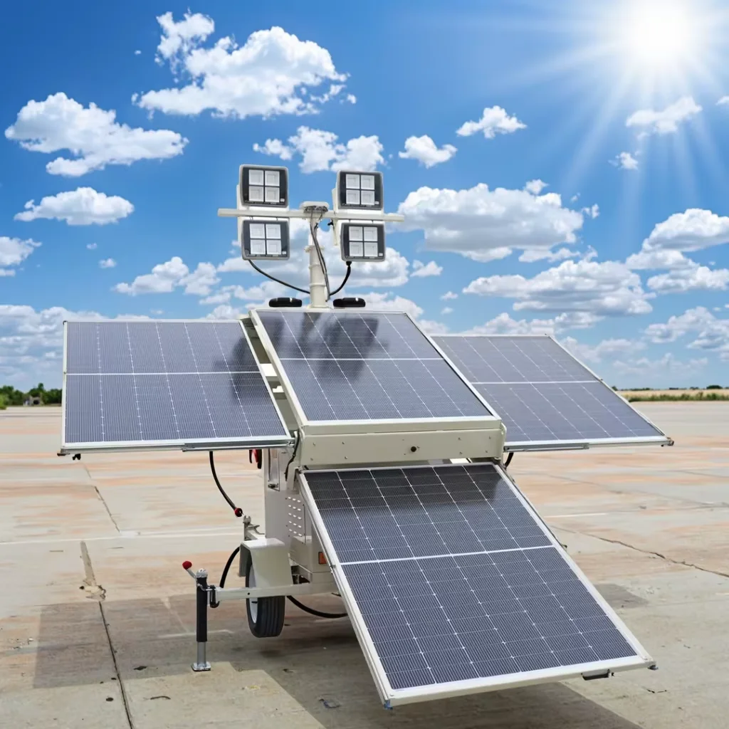 Outdoor Portable Led Flood Light Tower Mobile Solar Powered Solar Light Tower Trailer For Sale