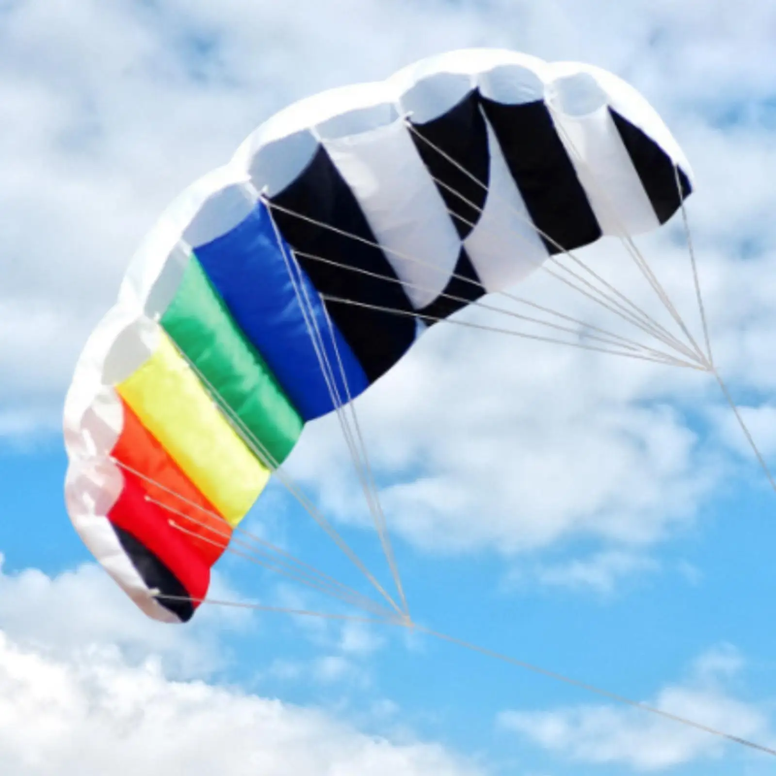 Dual Line Stunt Kite Rainbow Giant Entry Level Parafoil Kite 1.4M for Kiting Beach Outdoor Entertainment Kitesurfing Training