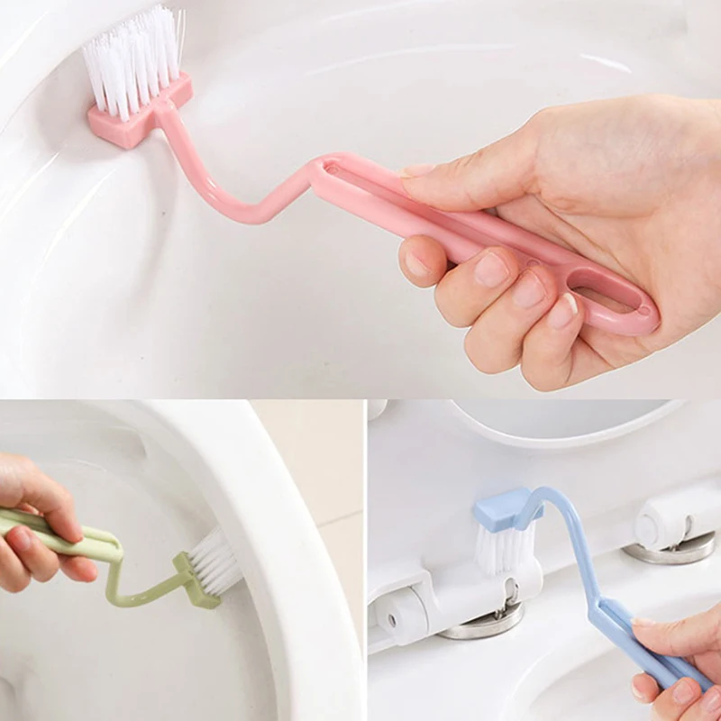 3Pcs V Shape Toilet Brushes Portable Curved Long Handle Toilet Rim Easy Clean Corner Deeply Cleaning Brush Home Hotel Bathroom