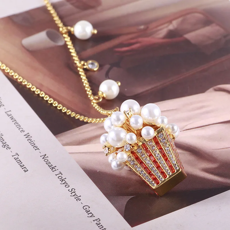 Size pearl three-dimensional popcorn shape creative personality necklace