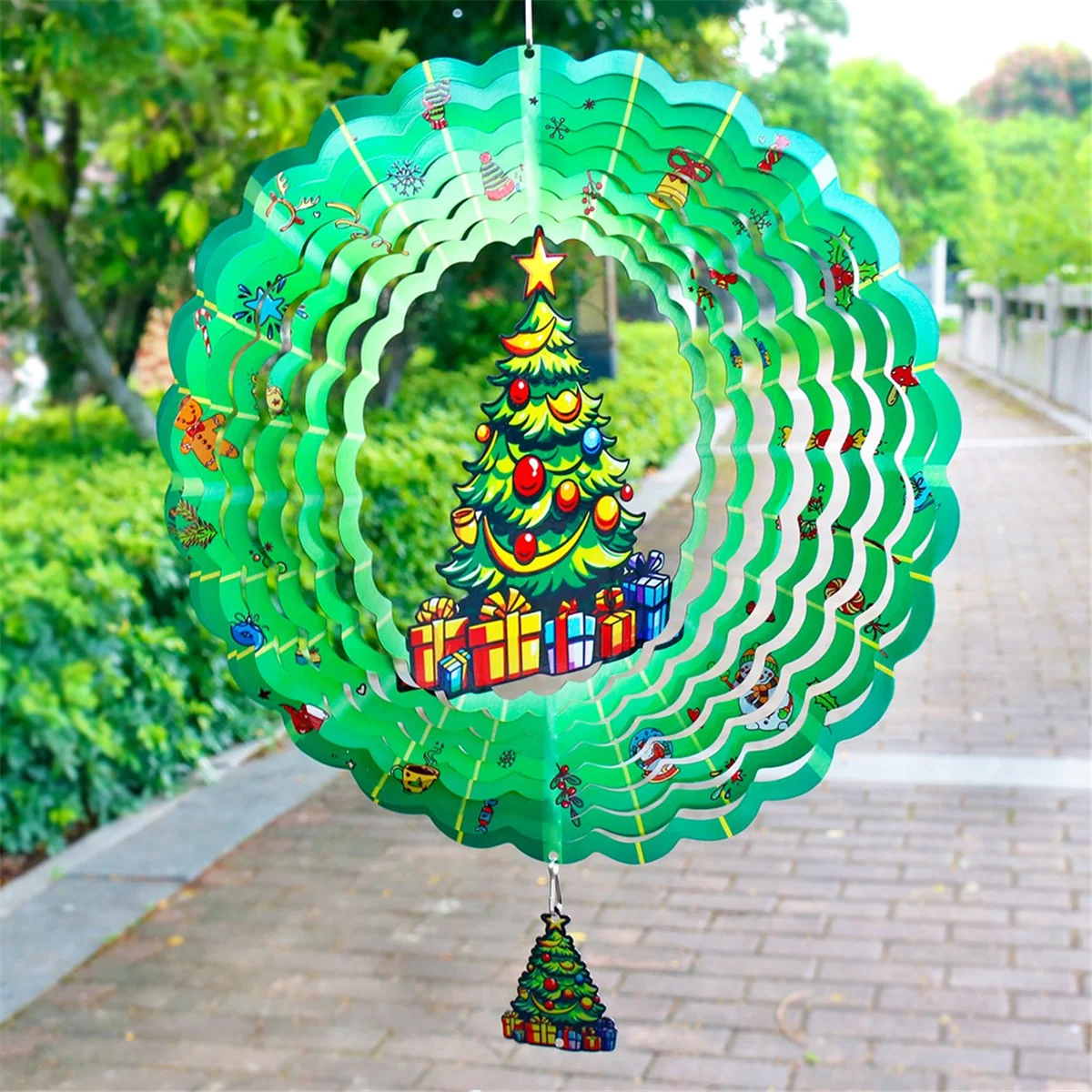 Wind Spinners 3D,Christmas Hanging Wind Spinner for Christmas Decor, 12 Inch Yard Art Decorations Tree for Christmas