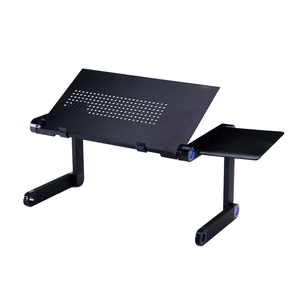 Adjustable Black Folding Laptop Desk Metal Stand Cooling Vent Holes Portable Bed Table Laptop Stand Projector Sound Device Book